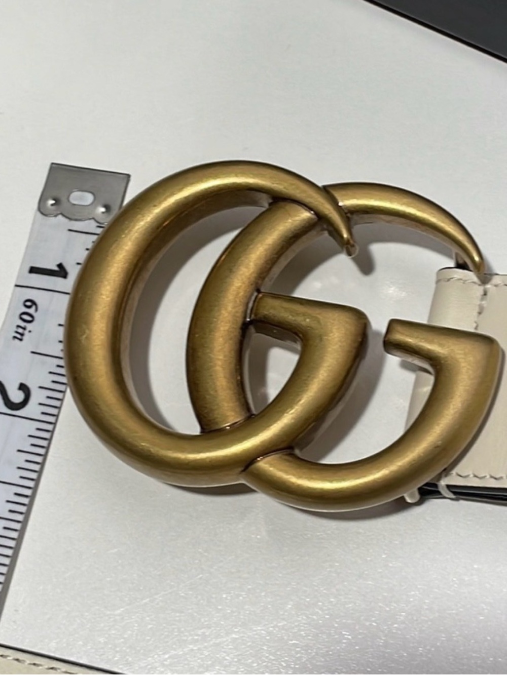 Gucci Cream Leather Double G Buckle Belt - Picture 3 of 6